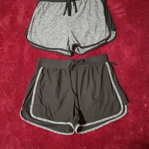 Women's Gray and Black Athletic Shorts